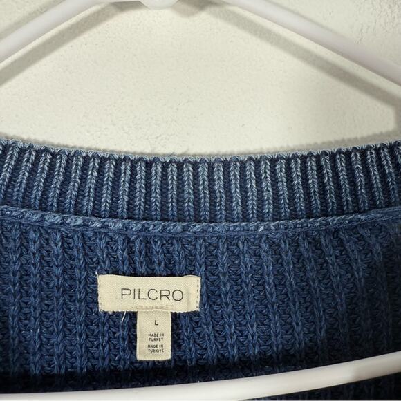 Anthropologie Pilcro Asymmetrical Twofer Blue Chunky Layered Sweater Top Large - Picture 9 of 16